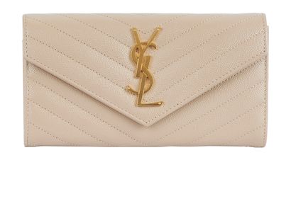 Saint Laurent Cassandre Matelasse Wallet, &pound;330, Accessories, Pink, Leather, Front view